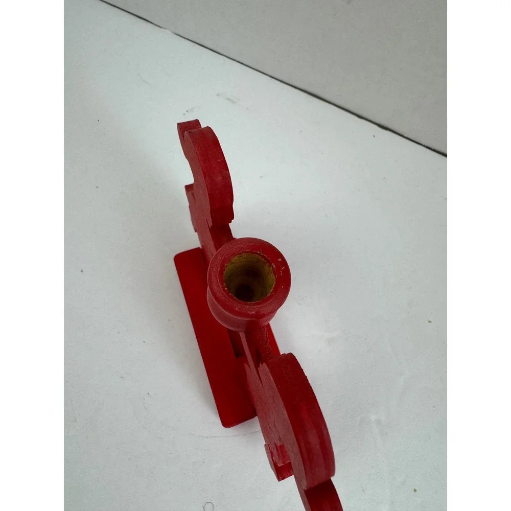 Vintage Swedish Wood Candle Holder Red Boy Girl Silhouette with Lenox Candles